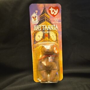 Ty Britannia Bear with Union Jack and Red Ribbon